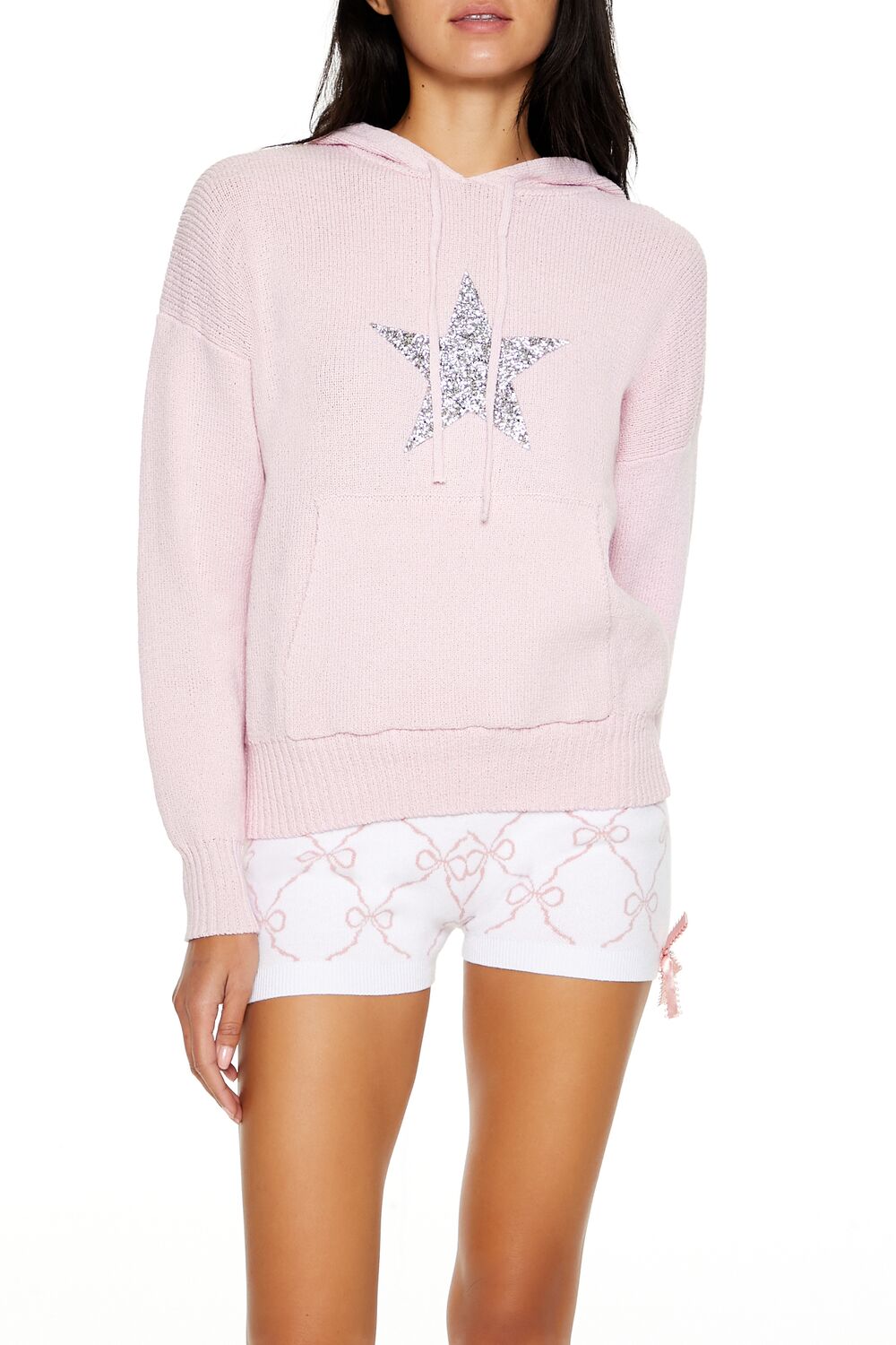 Hooded Glitter Star Sweater | Forever 21 Women