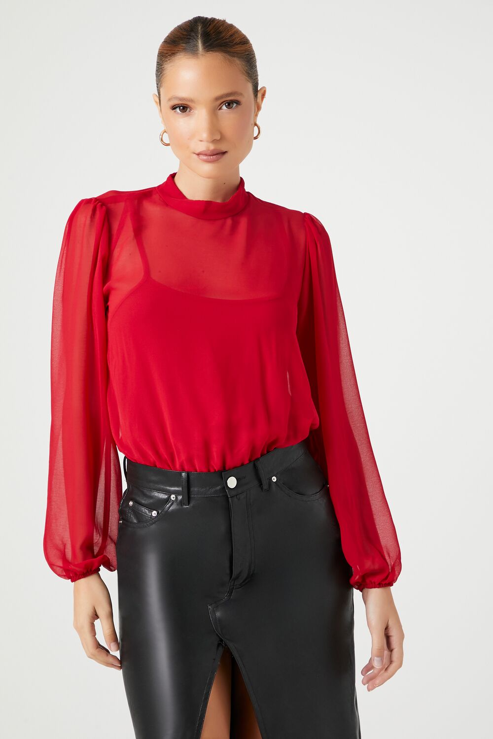 Chiffon Mock Neck Bodysuit | Forever 21 Women