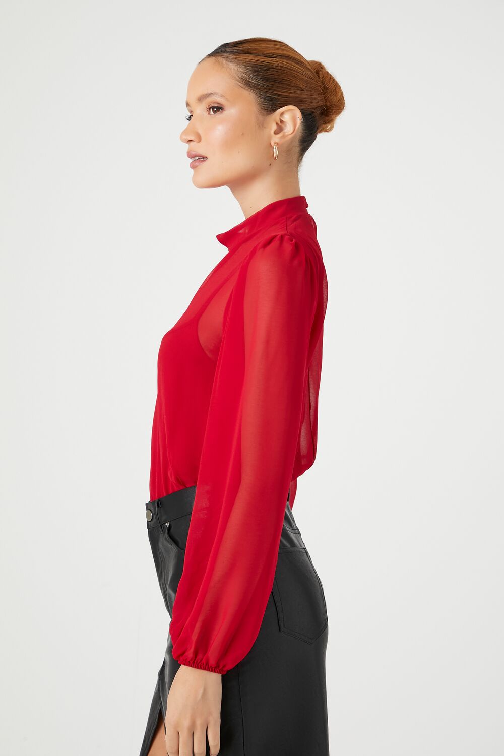Chiffon Mock Neck Bodysuit | Forever 21 Women