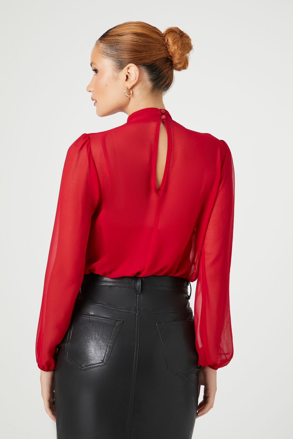 Chiffon Mock Neck Bodysuit | Forever 21 Women