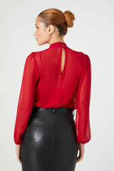 Chiffon Mock Neck Bodysuit | Forever 21 Women