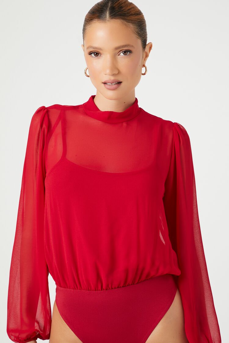 Chiffon Mock Neck Bodysuit | Forever 21 Women