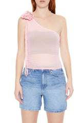 Mesh Rosette One-Shoulder Top | Forever 21 Women