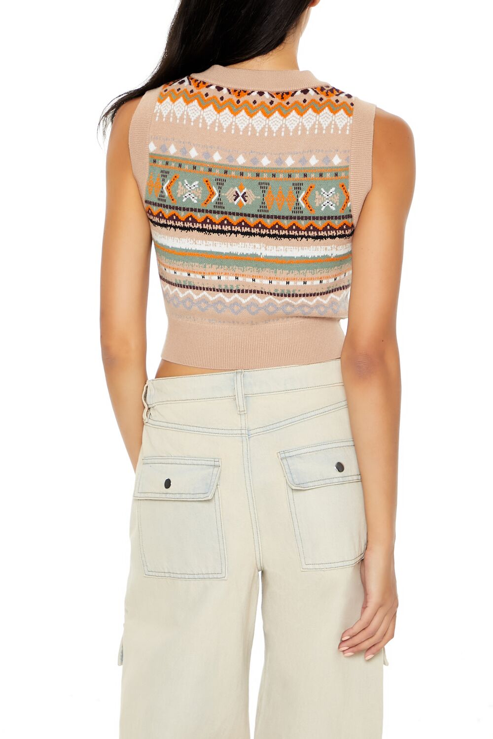 Geo Print Cropped Sweater Vest | Forever 21 Women