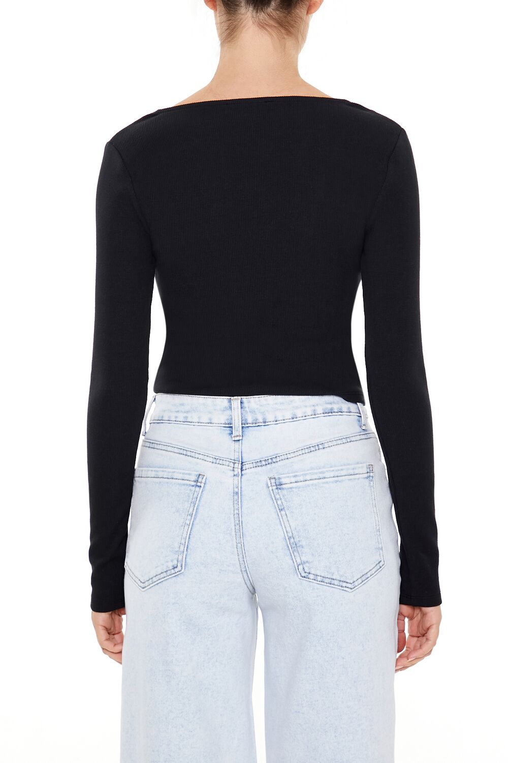 Lace-Trim Plunging Bow Crop Top | Forever 21 Women