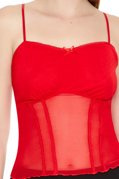 Sheer Mesh Bow Cami | Forever 21 Women