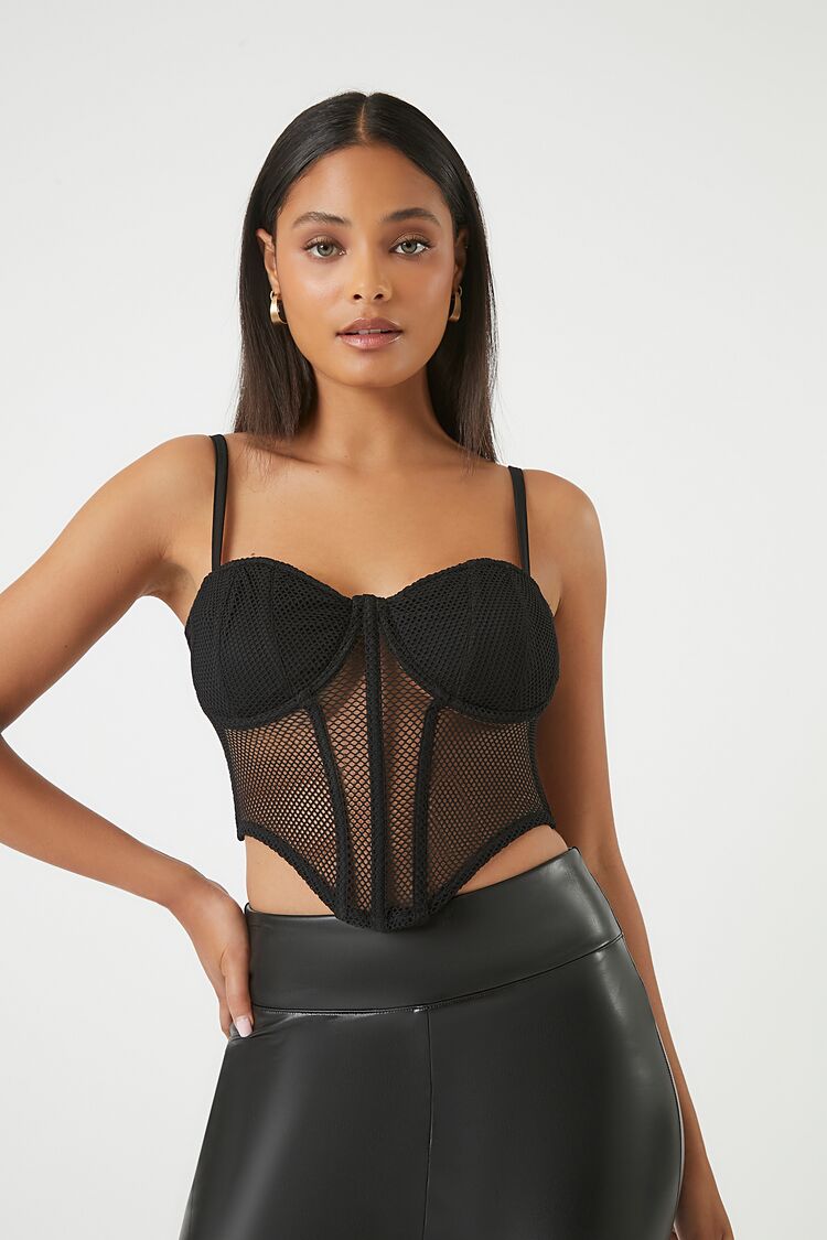 Mesh Cropped Bustier Cami | Forever 21 Women