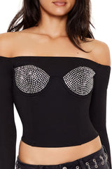 Rhinestone Off-the-Shoulder Top | Forever 21 Women