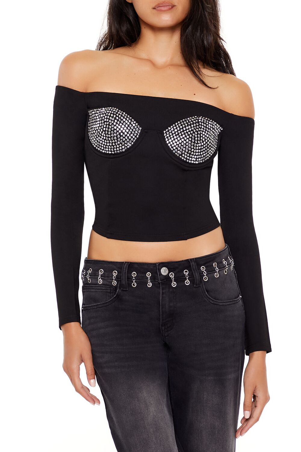 Rhinestone Off-the-Shoulder Top | Forever 21 Women