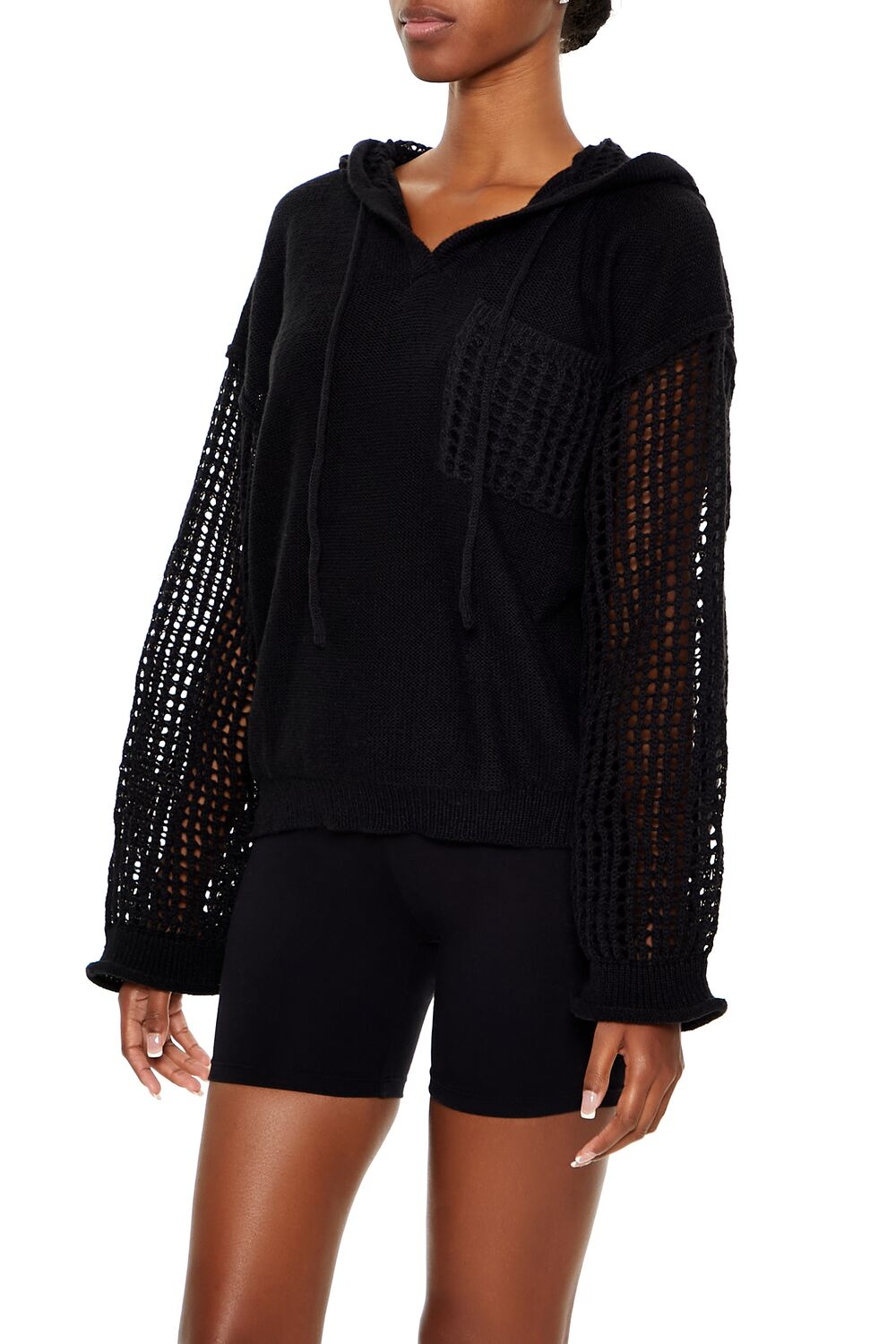 Open-Knit Netted Hoodie | Forever 21 Women