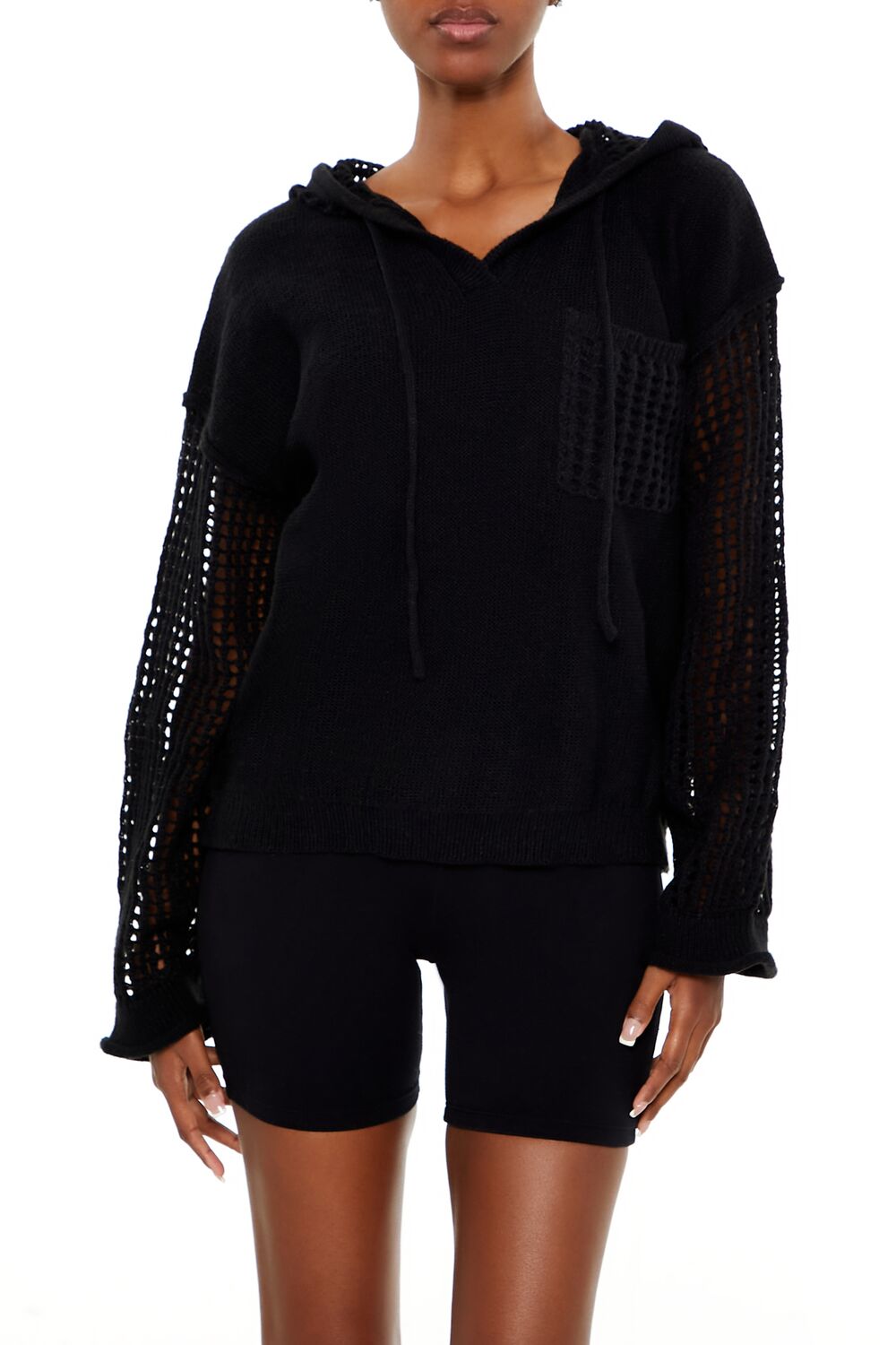 Open-Knit Netted Hoodie | Forever 21 Women