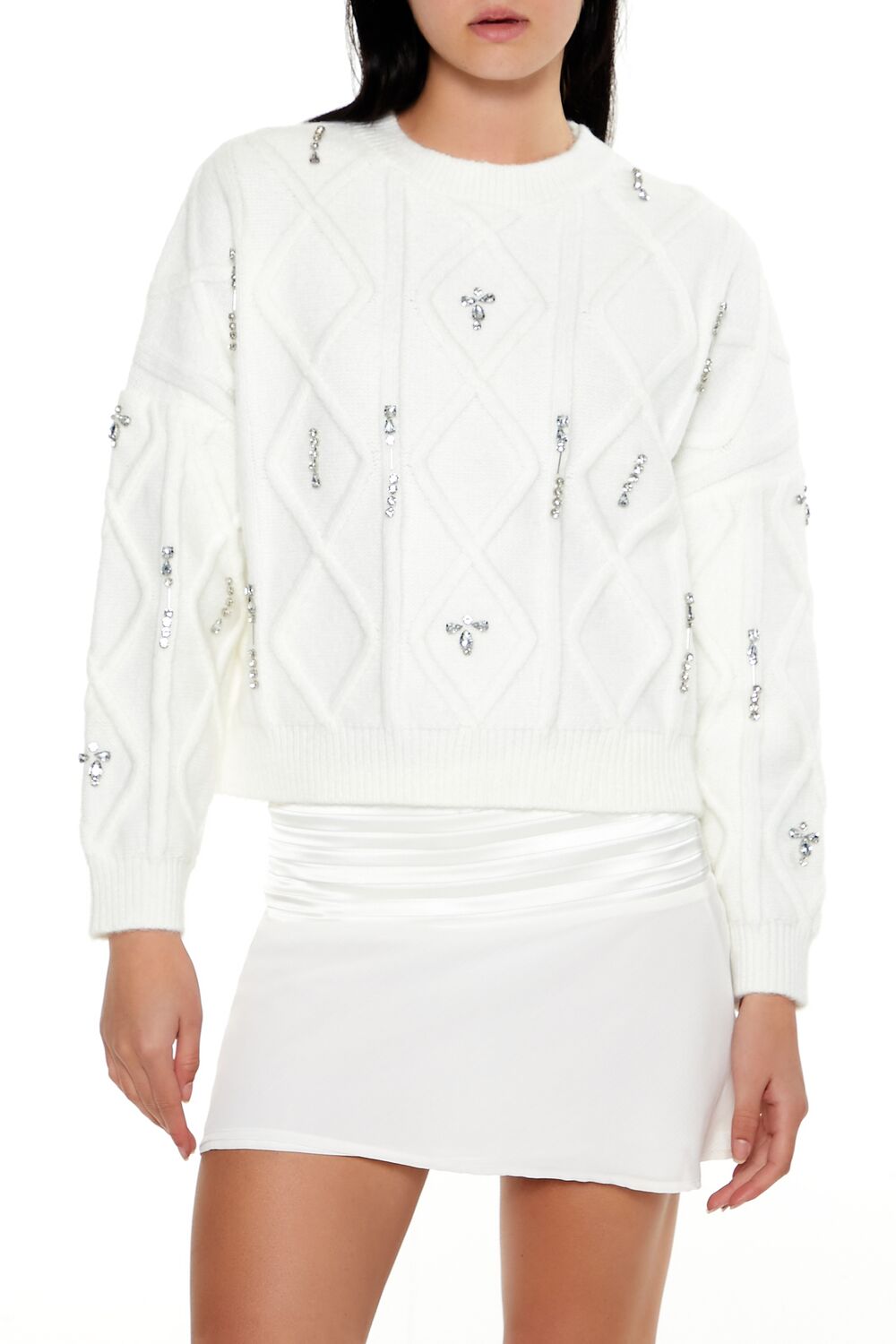 Marled Faux Gem Sweater | Forever 21 Women