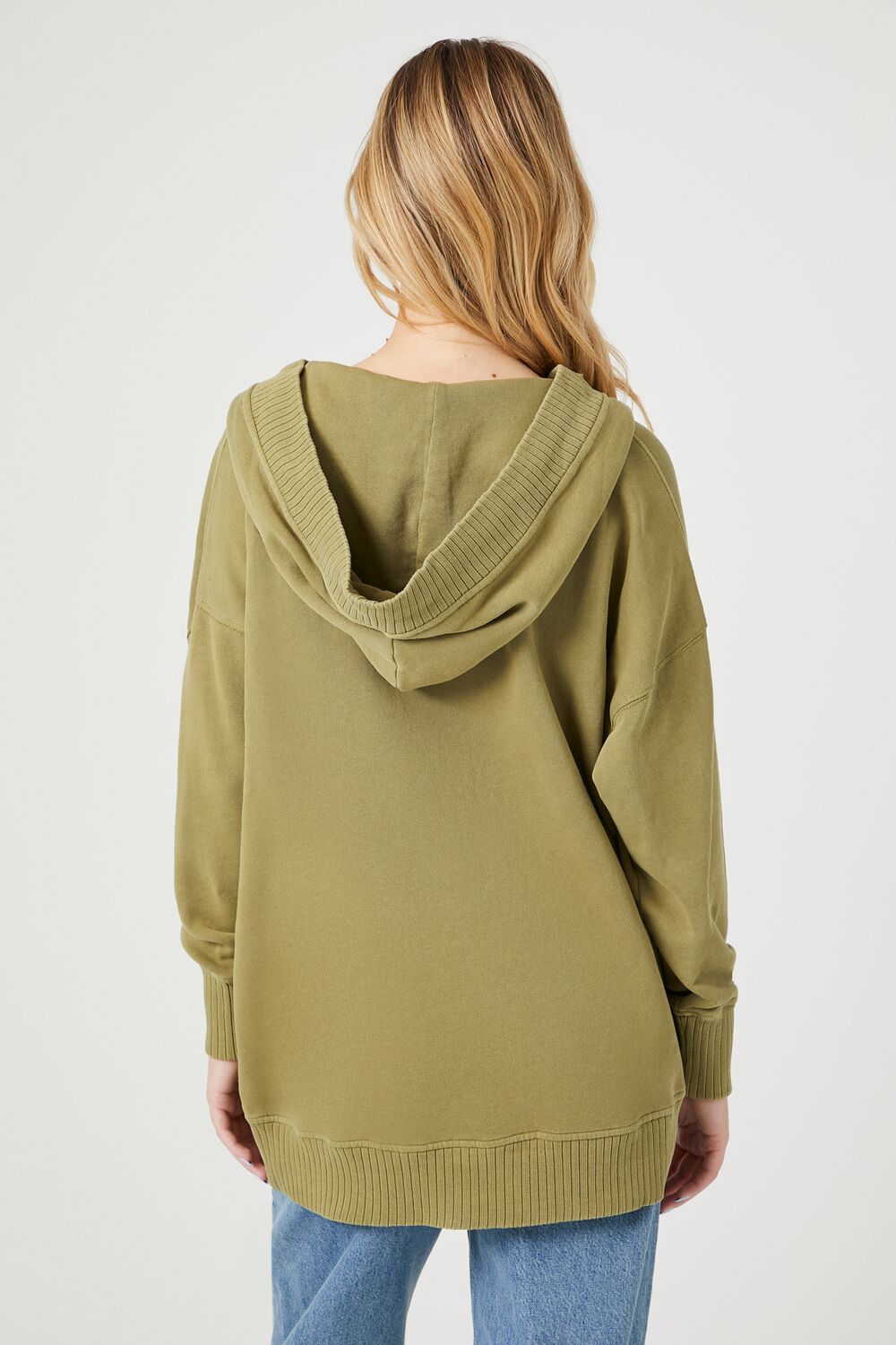 French Terry Drop-Sleeve Hoodie | Forever 21 Women