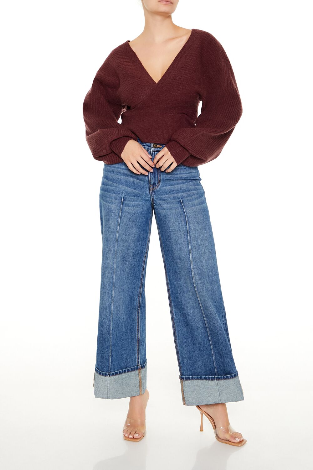 Peasant-Sleeve Surplice Sweater | Forever 21 Women