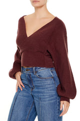 Peasant-Sleeve Surplice Sweater | Forever 21 Women
