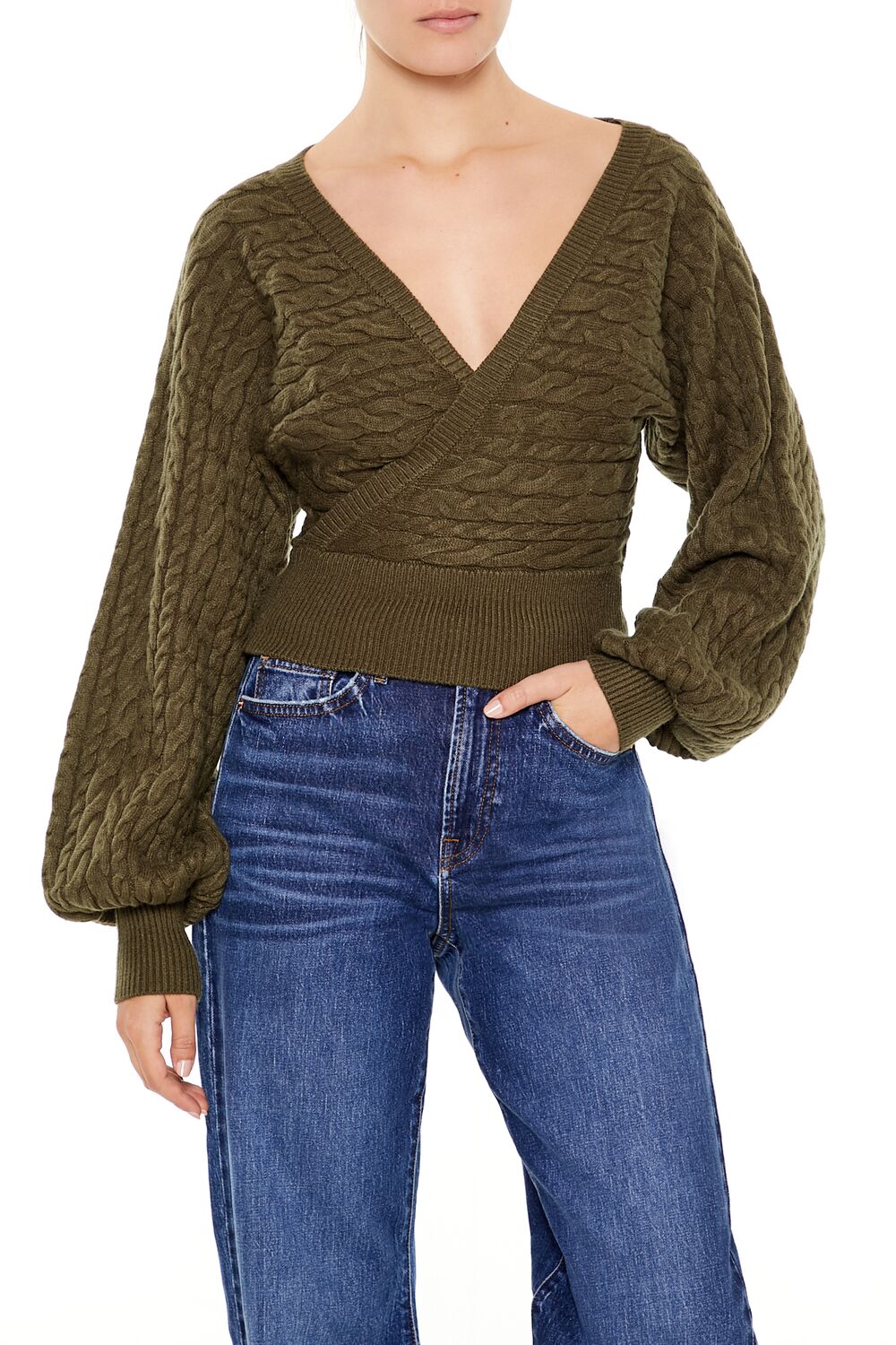 Peasant-Sleeve Cable Knit Sweater | Forever 21 Women
