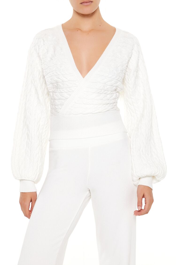 Peasant-Sleeve Cable Knit Sweater | Forever 21 Women