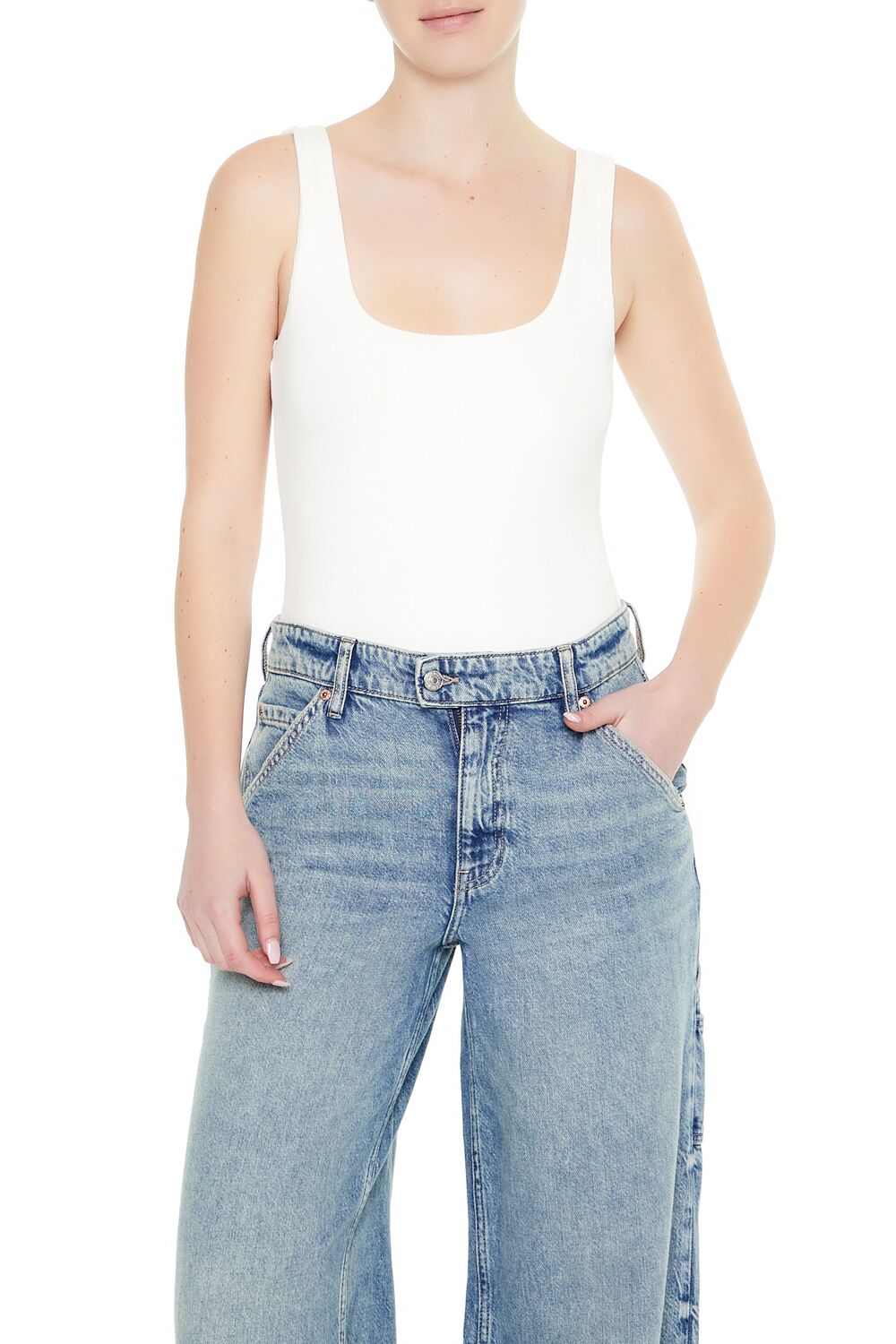 Textured V-Back Tank Bodysuit | Forever 21 Women