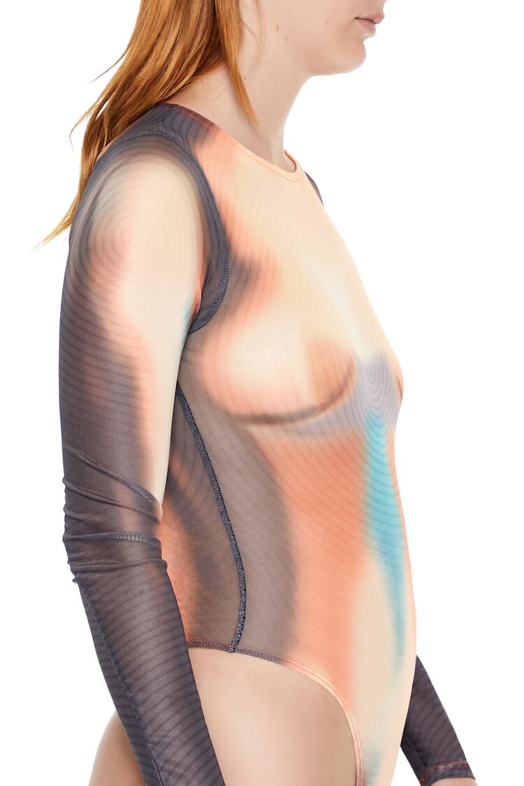 Abstract Print Mesh Bodysuit | Forever 21 Women