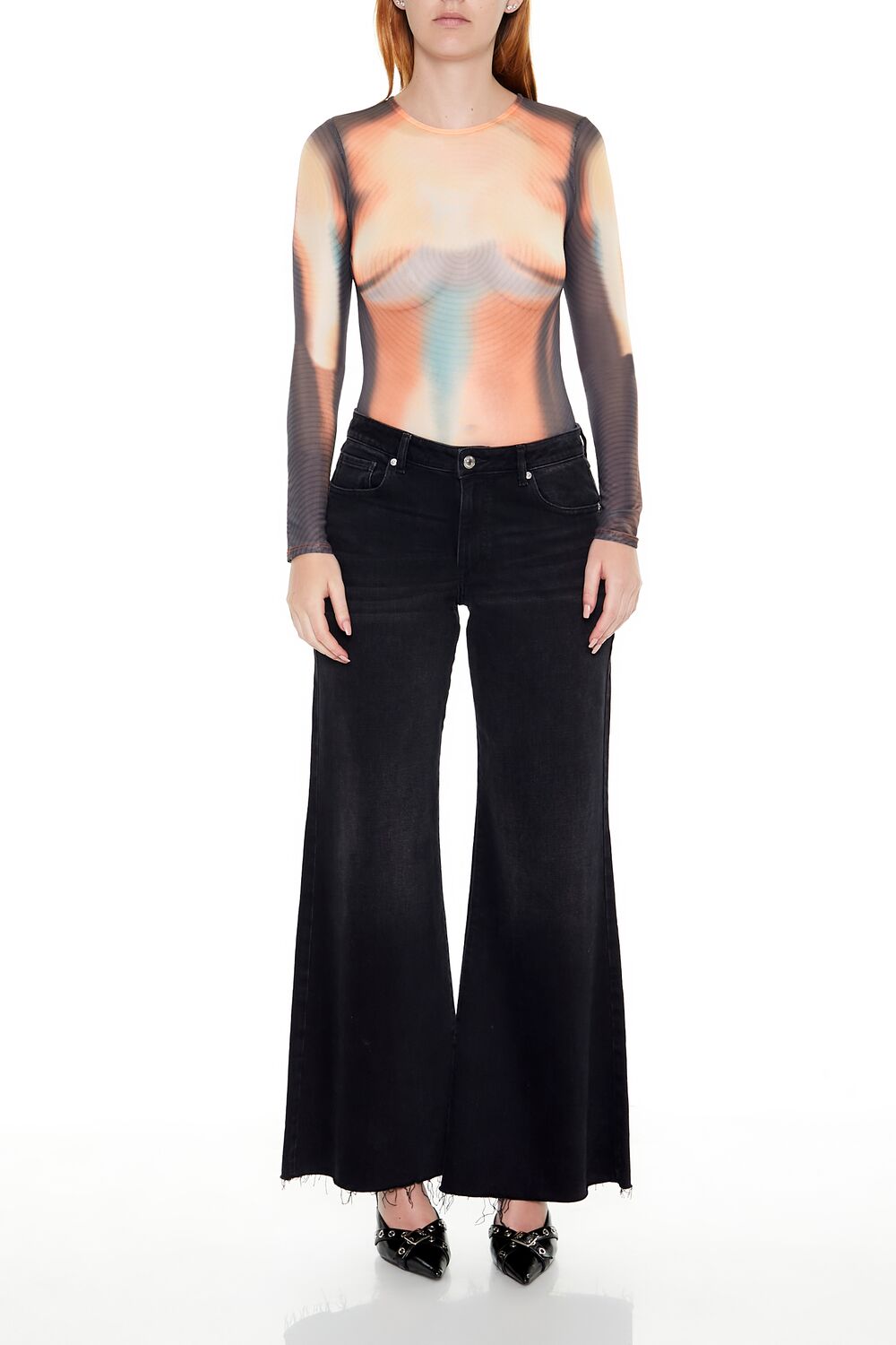 Abstract Print Mesh Bodysuit | Forever 21 Women