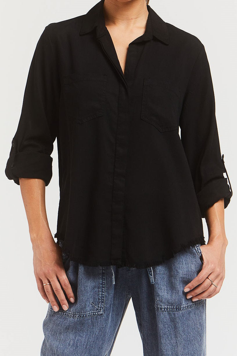 Riley Rolled Tab Sleeve Button Down Shirt Double Chest Pockets | Forever 21 Women