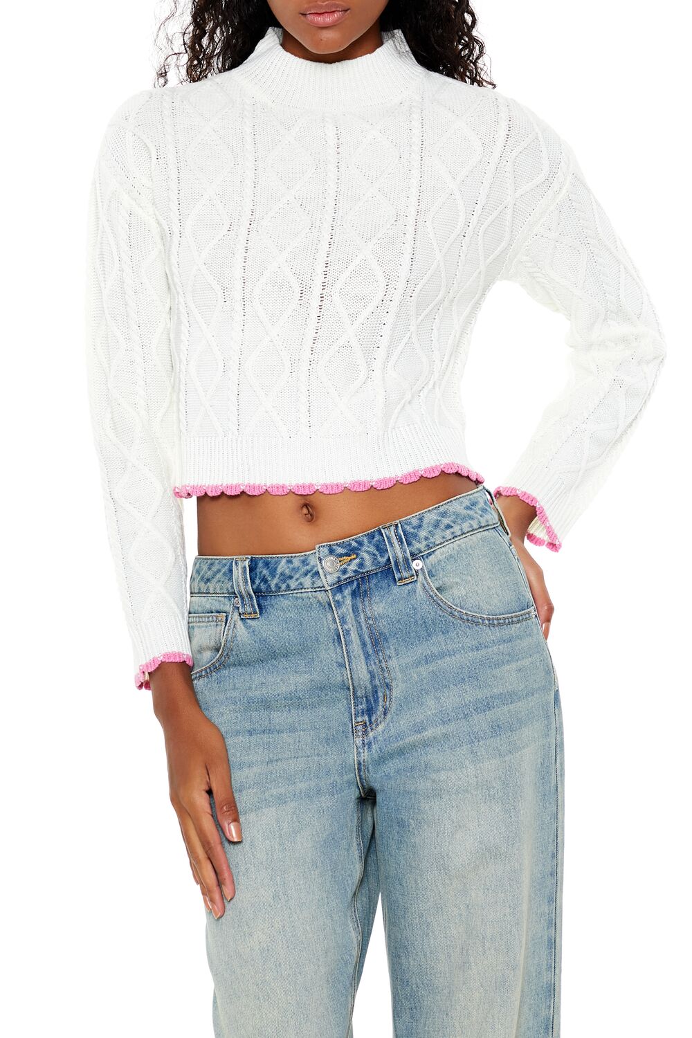 Scalloped Cable Knit Sweater | Forever 21 Women