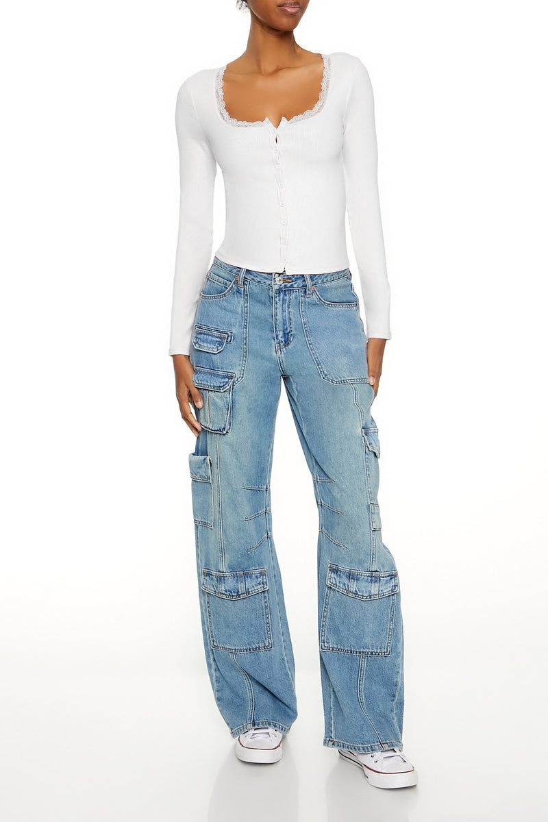 Ribbed Lace-Trim Top | Forever 21 Women