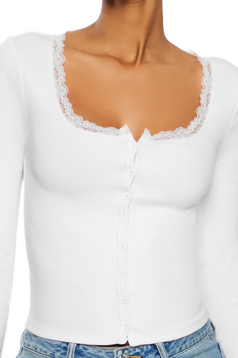 Ribbed Lace-Trim Top | Forever 21 Women