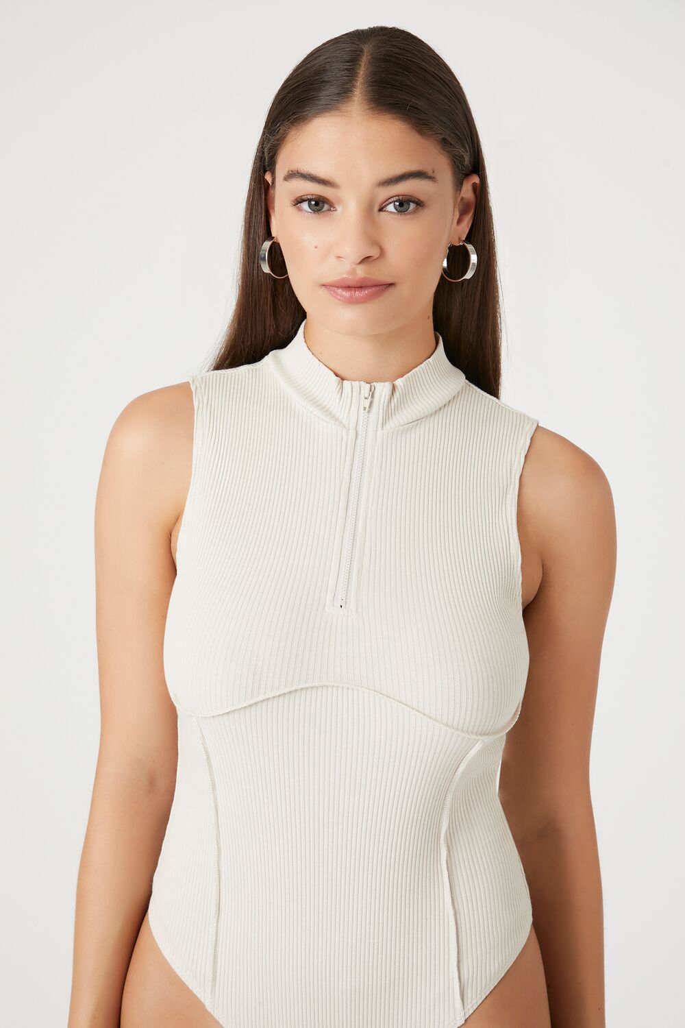 Ribbed Half-Zip Bodysuit | Forever 21 Women