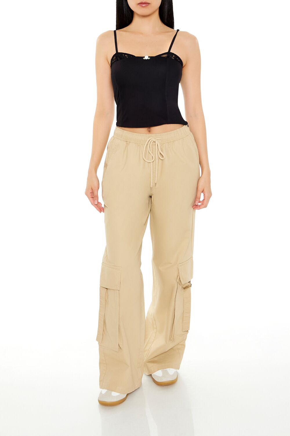 Lace-Trim Rosette Cropped Cami | Forever 21 Women
