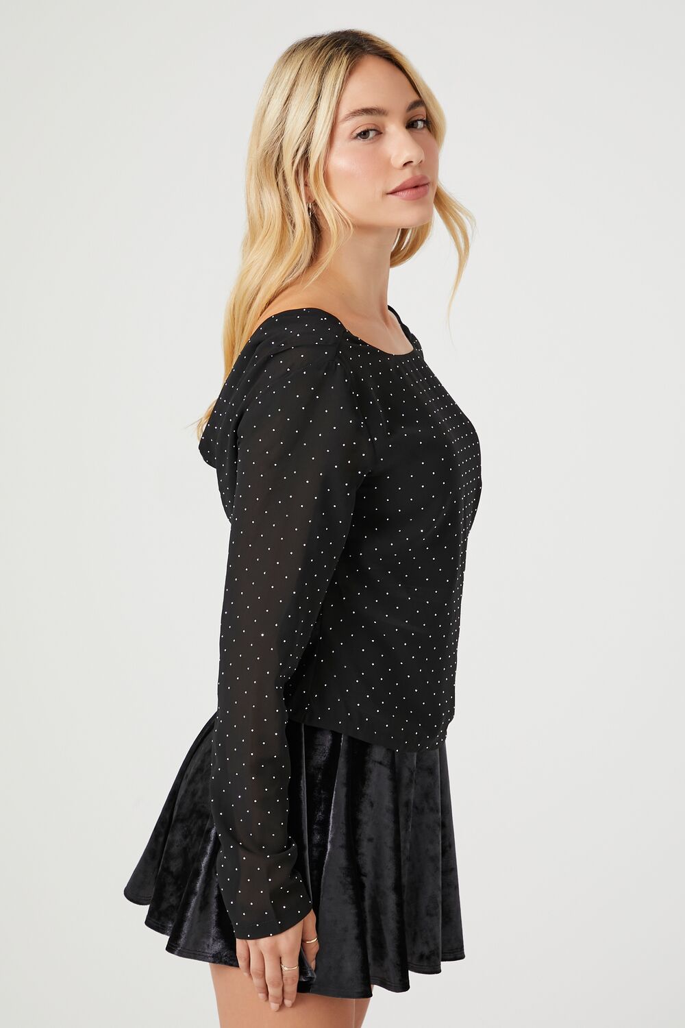 Rhinestone Cowl Back Long-Sleeve Top | Forever 21 Women