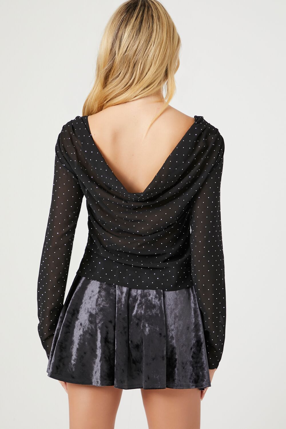 Rhinestone Cowl Back Long-Sleeve Top | Forever 21 Women