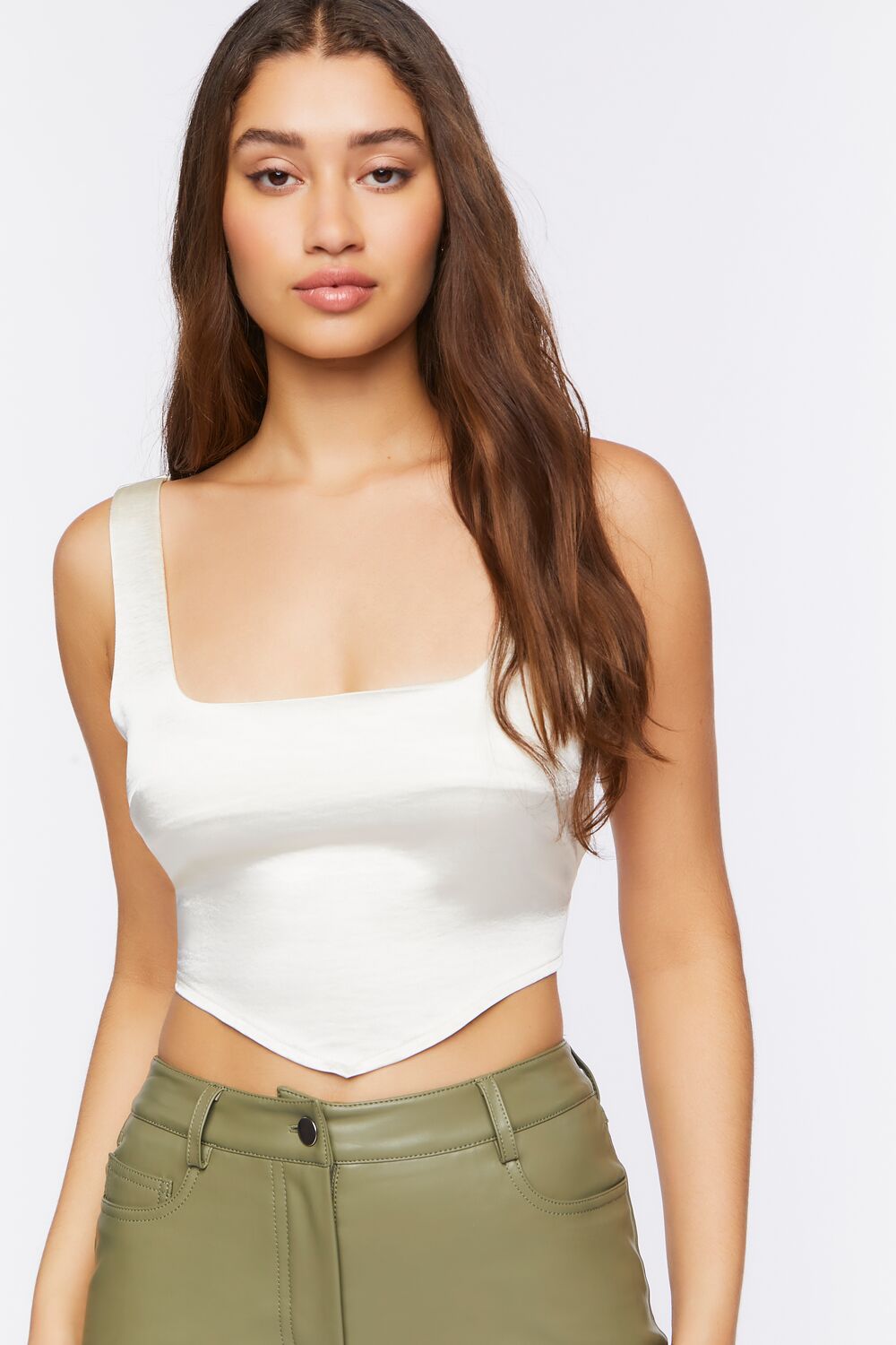 Satin V-Hem Crop Top | Forever 21 Women