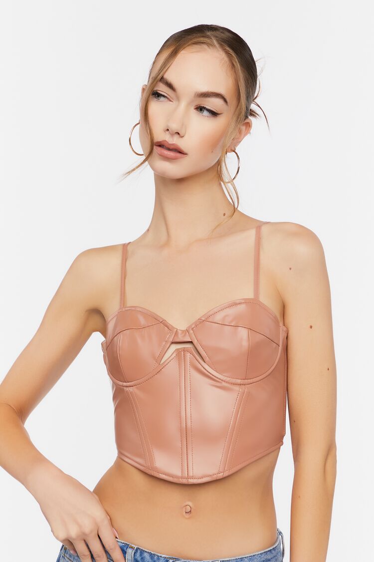 Faux Leather Cutout Bustier Top | Forever 21 Women