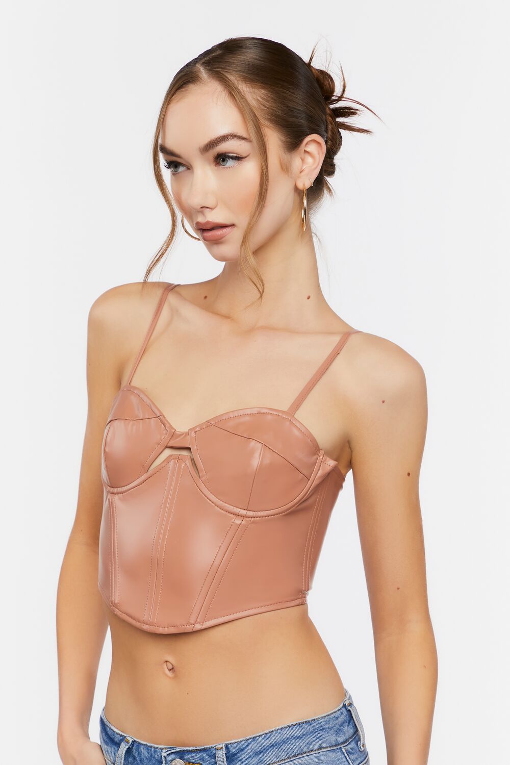 Faux Leather Cutout Bustier Top | Forever 21 Women