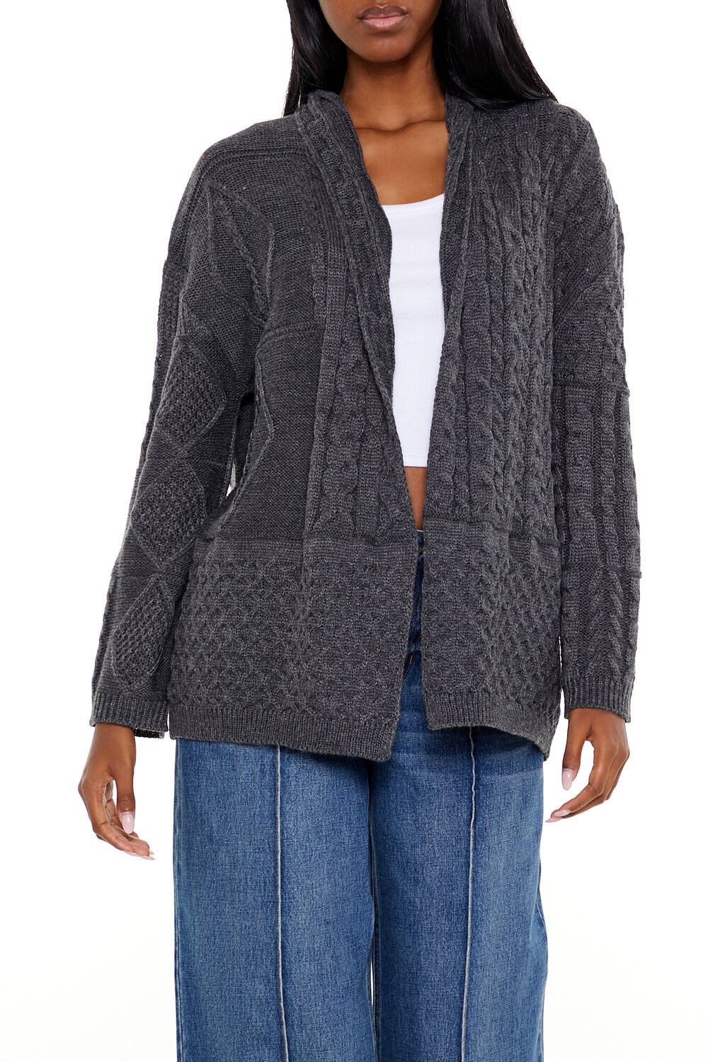 Mixed Knit Cardigan Sweater | Forever 21 Women