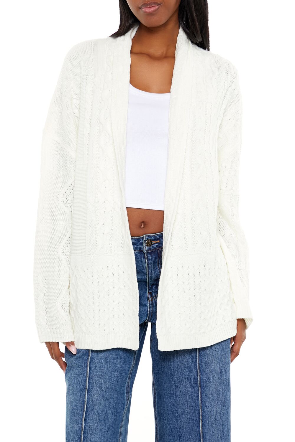 Mixed Knit Cardigan Sweater | Forever 21 Women