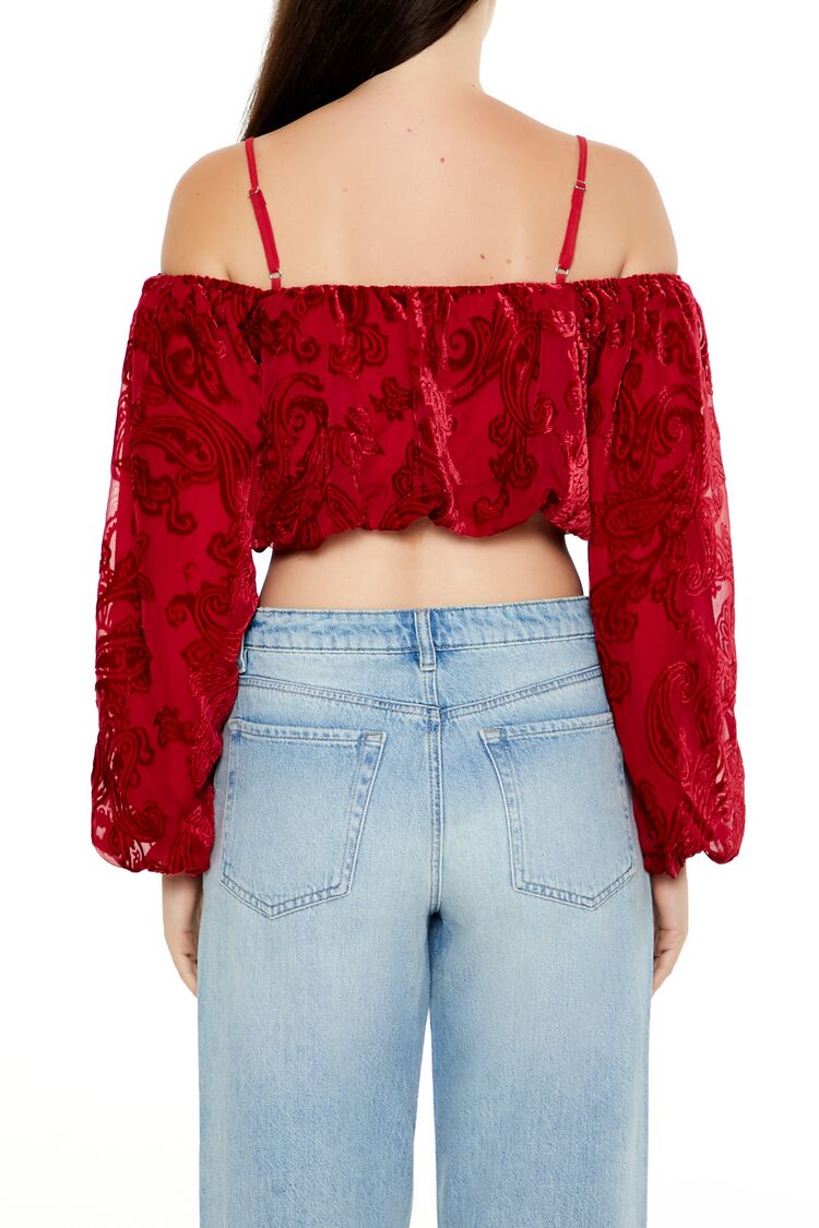Paisley Open-Shoulder Crop Top | Forever 21 Women