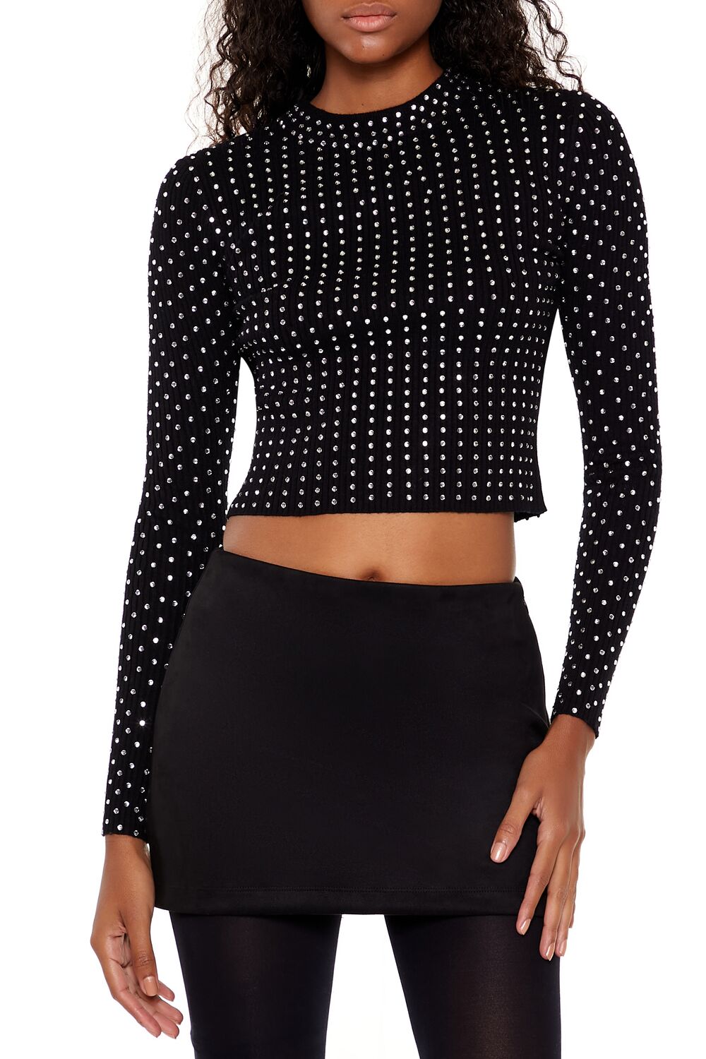 Rhinestone Cropped Sweater | Forever 21 Women