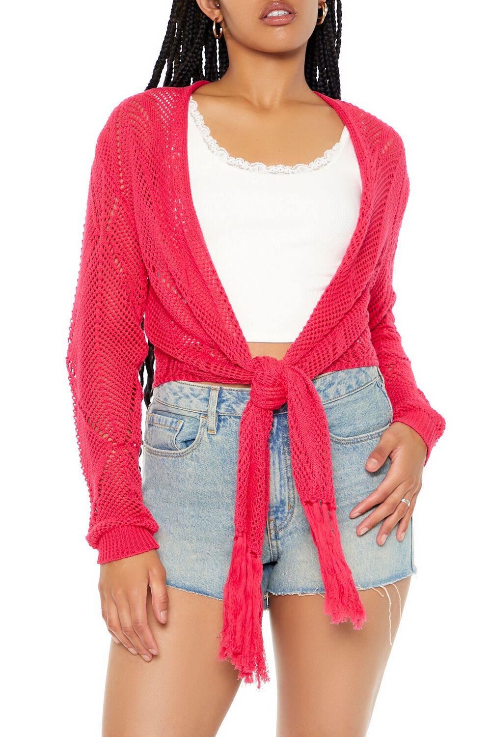 Open-Knit Tie-Front Sweater | Forever 21 Women