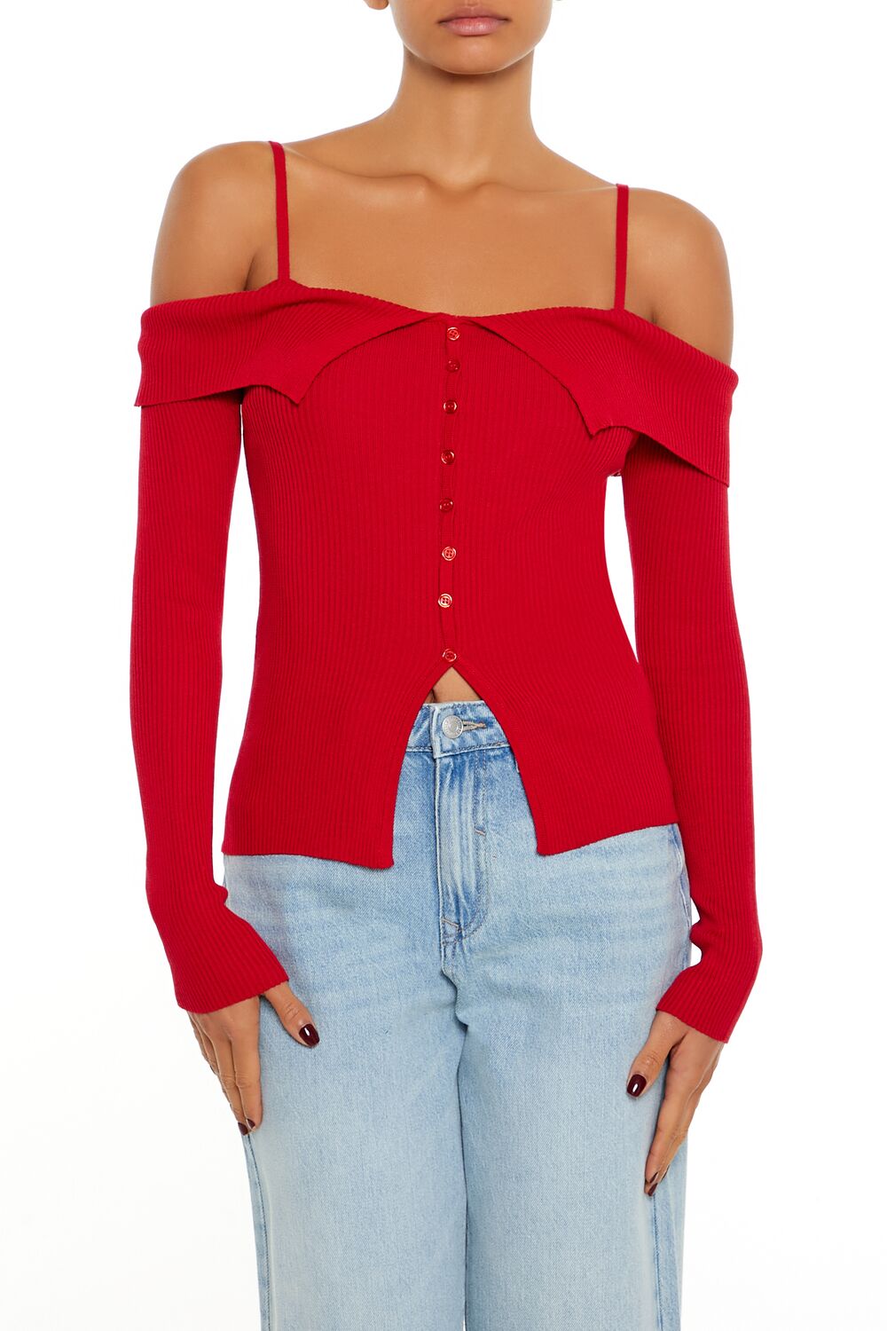 Open-Shoulder Sweater-Knit Top | Forever 21 Women