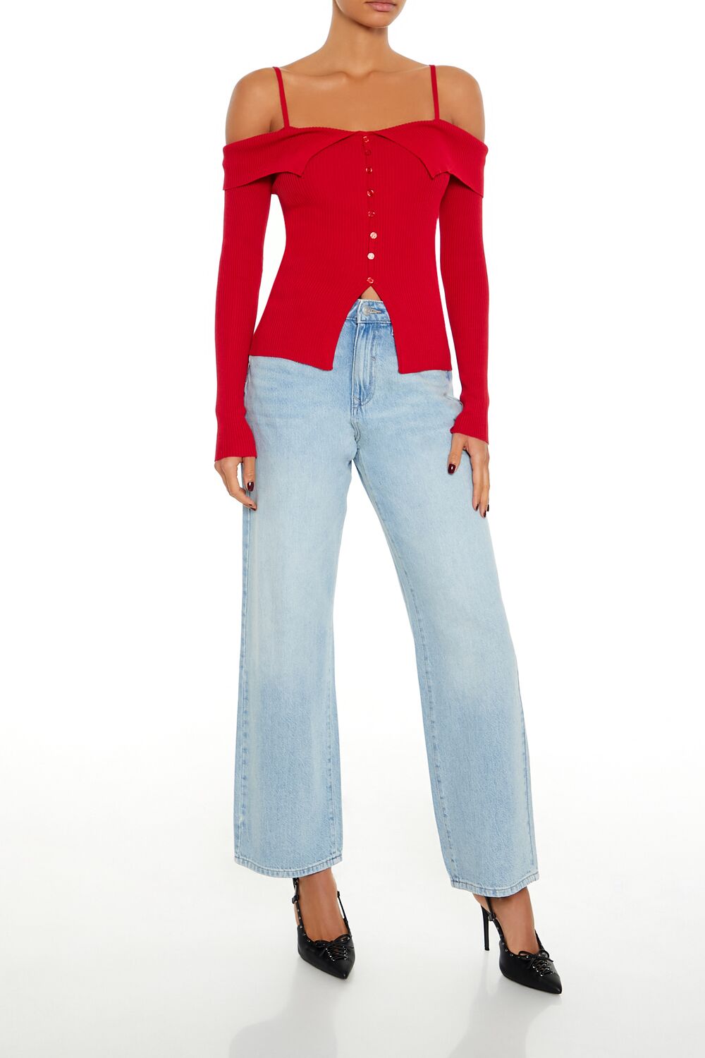 Open-Shoulder Sweater-Knit Top | Forever 21 Women