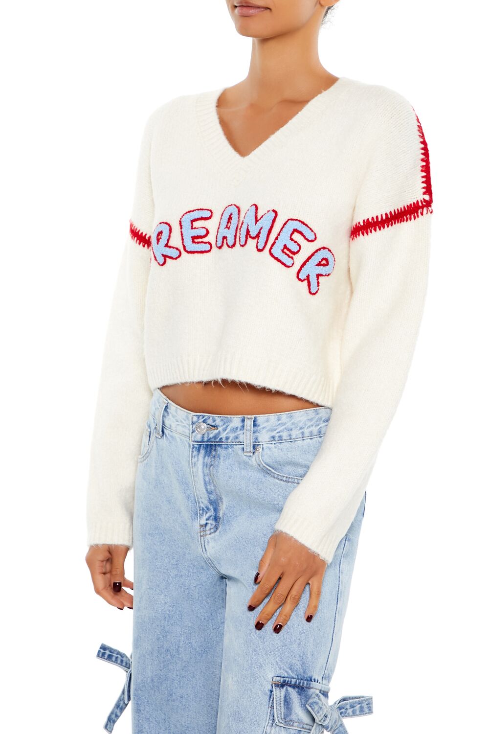 Dreamer Patch Fuzzy Knit Sweater | Forever 21 Women