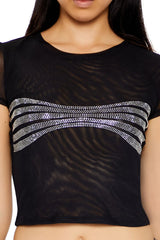 Mesh Rhinestone Cropped Tee | Forever 21 Women