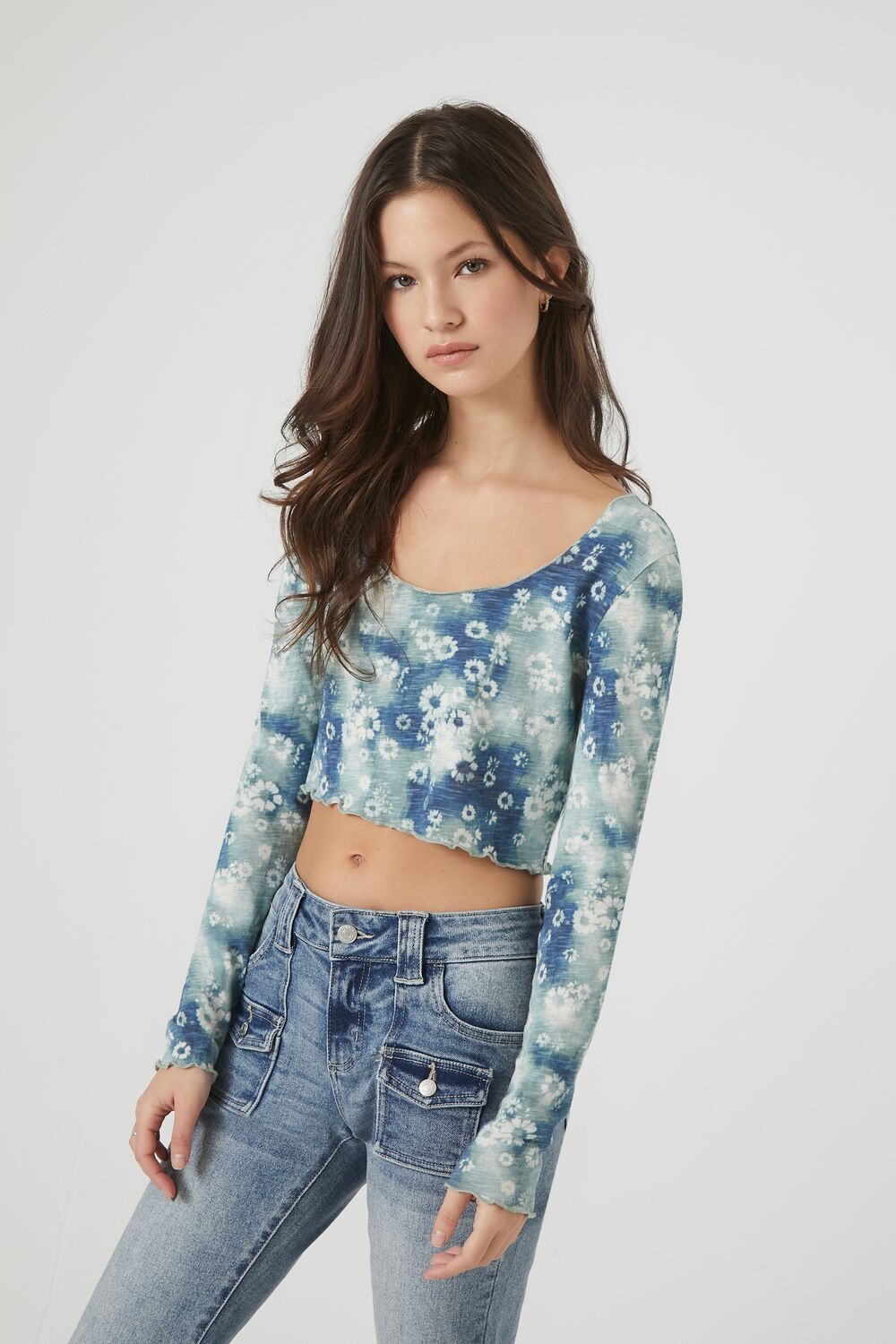 Tie-Dye Floral Print Crop Top | Forever 21 Women