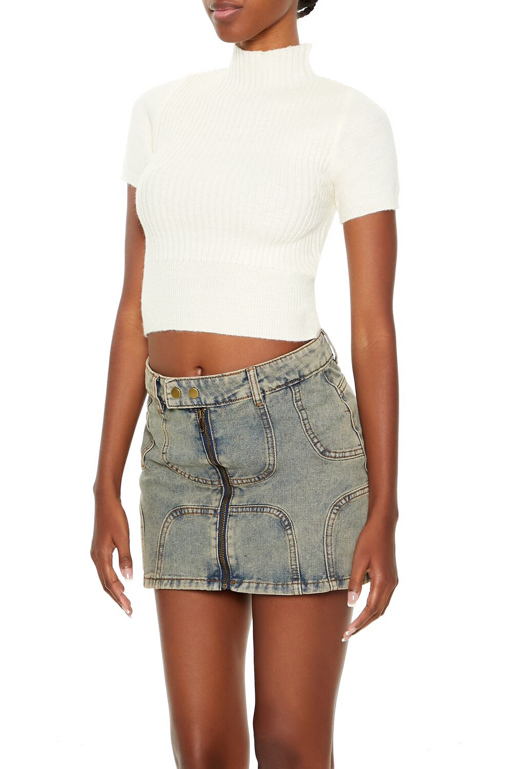 Sweater-Knit Mock Neck Crop Top | Forever 21 Women