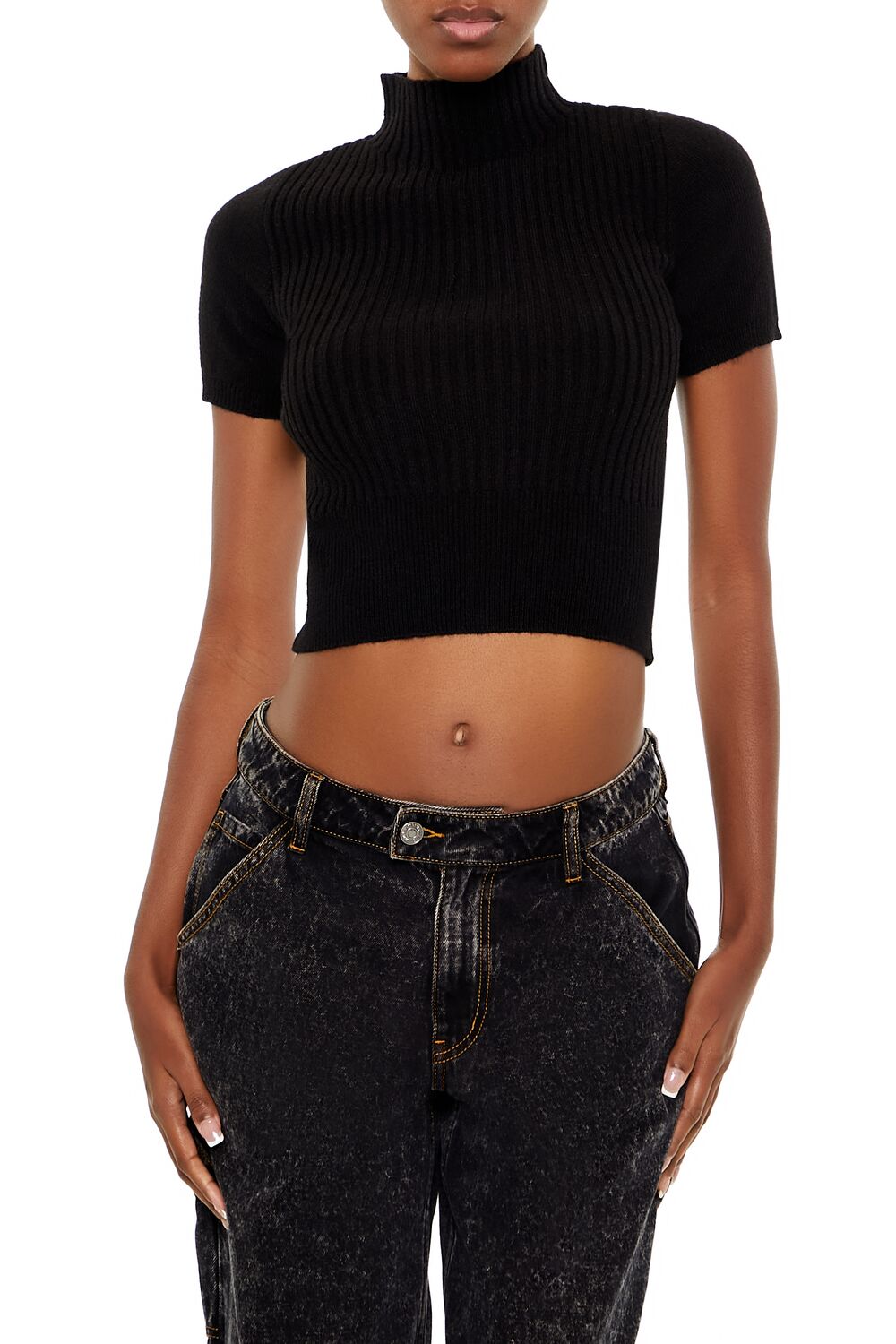 Sweater-Knit Mock Neck Crop Top | Forever 21 Women