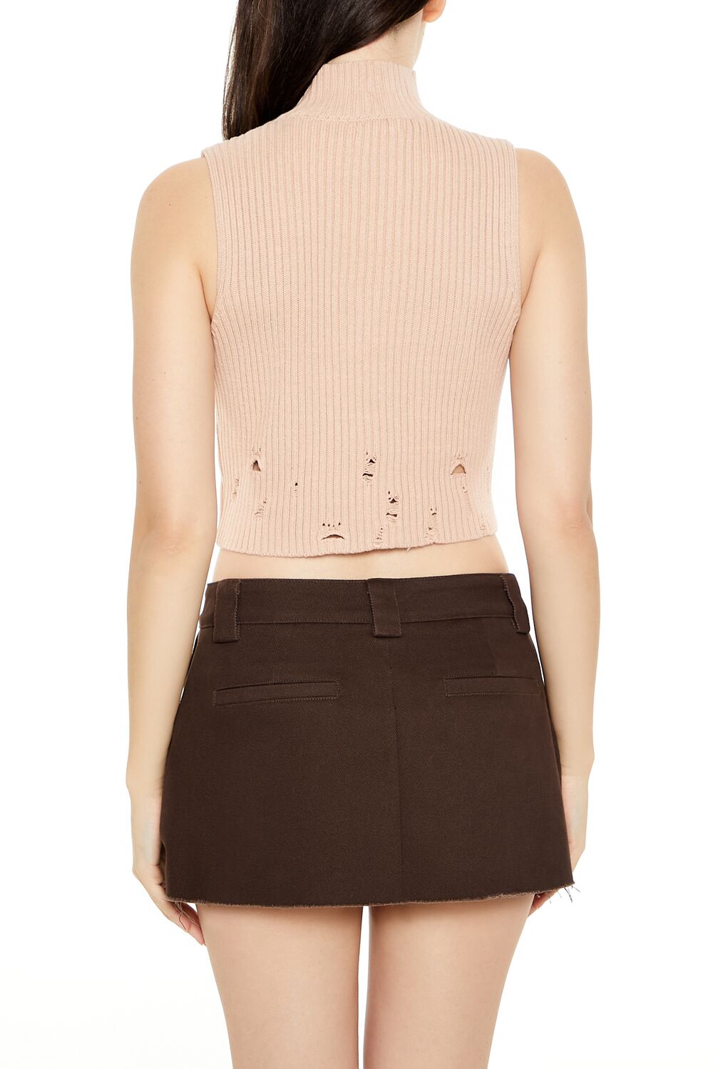Distressed Turtleneck Sweater Vest | Forever 21 Women