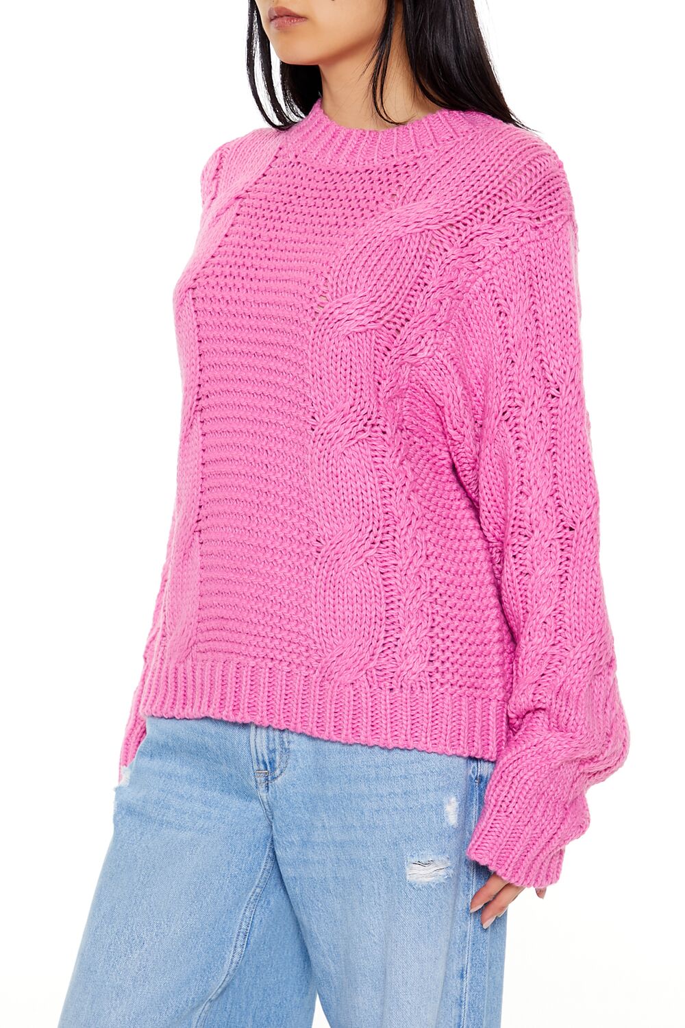 Ribbed-Trim Cable Knit Sweater | Forever 21 Women