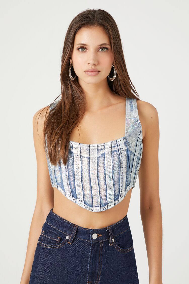 Denim Curved-Hem Crop Top | Forever 21 Women